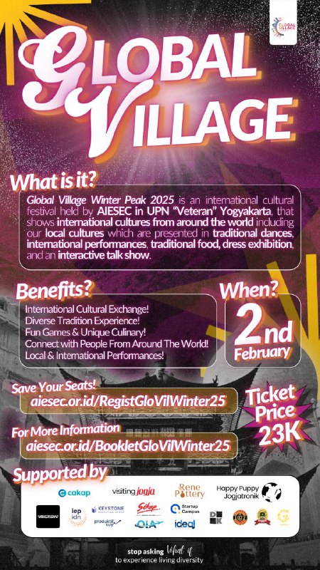 Berpetualang Keliling Dunia TANPA Visa? Global Village Winter Peak 2025 AIESEC in UPNVY Masih Terbuka untuk UMUM!